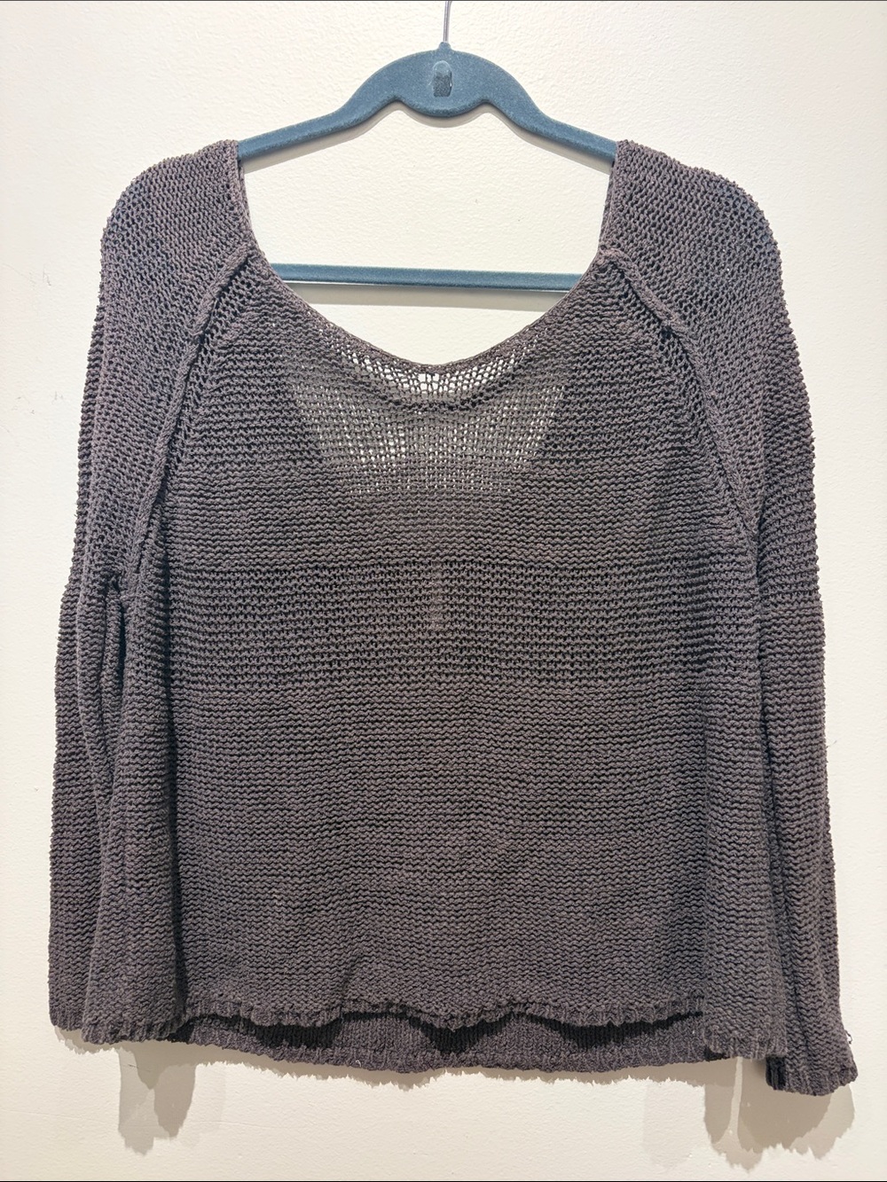 Free People Gray Knit Scoop Neck Sweater